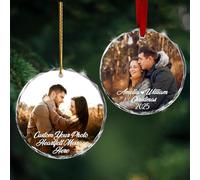 Ornamento natalizio in vetro con foto personalizzate, immagine personalizzata, nomi e ricordo dell'anno, regalo romantico per il primo Natale insieme per fidanzato, fidanzata, marito o moglie