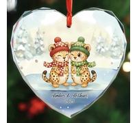Ornamento natalizio in vetro con ghepardo 2025, adorabili ornamenti di ghepardo per coppie, regalo per signor e signora nonno, nomi personalizzati coppia di sposi, ricordo amante ghepardo
