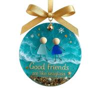 Ornamento natalizio in vetro marino, ciondolo senza tempo per appendere l'albero, regalo unico per i migliori amici, decorazione per le vacanze, perfetto per feste natalizie