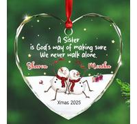 Ornamento natalizio in vetro personalizzato con nomi sorelle pupazzo di neve 2025, A Sister is God's Way of Making Sure We Never Walk Alone Ornamento Regalo, Personalizzato Unbiological Sister
