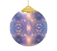 Ornamento natalizio in vetro, rotondo, da appendere, con clip in metallo e corda, per albero o decorazione domestica (motivo magico)