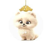 Ornamento natalizio in vetro, rotondo, da appendere, con clip in metallo e corda, per albero o decorazione per la casa (cane carino)