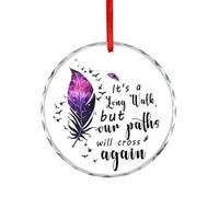 Ornamento natalizio in vetro, souvenir commemorativo da appendere con una lunga passeggiata, divertente decorazione per feste invernali, regali di Natale per funerali, cerchio 7,5 cm