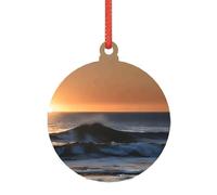 Ornamento natalizio per sposati con gli ultimi raggi di sole sulle onde del mare, moderna alternativa acrilica a versatili ornamenti natalizi