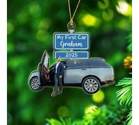 Ornamento natalizio personalizzato a forma di auto 2025, cornice per foto My New Car Ornamento di Natale regalo per uomini, donne amici, testo personalizzato nome e foto My Car Ornament, My 1st New