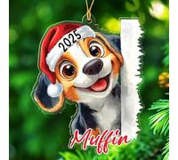 Ornamento natalizio personalizzato a forma di cane beagle, regalo per donne, uomini, amici, familiari, amanti dei cani, ornamento natalizio per compleanno, festa della mamma, festa del papà