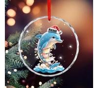 Ornamento natalizio personalizzato con delfino, cappello di Babbo Natale, delfino, da appendere, regalo per gli amanti degli animali marini, regalo per feste di Natale