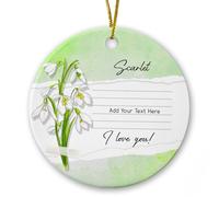 Ornamento natalizio personalizzato con fiore bucaneve in ceramica, aggiungi il tuo messaggio ornamento regalo per gli amanti dei bucaneve mamma sorella Bestie, testo e nome personalizzati ornamento