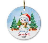 Ornamento natalizio personalizzato del pupazzo di neve del bambino 2025, Primi ornamenti di Natale del bambino, Regalo per neonata neonata, Nome personalizzato Ornamento in ceramica per baby shower