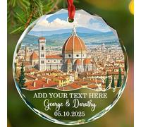 Ornamento natalizio personalizzato Firenze Italia souvenir da viaggio in città, ornamento in vetro Firenze Italia, ornamenti di viaggio italiani, regali per gli amanti dei viaggi viaggiatori, testo