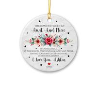 Ornamento natalizio personalizzato in ceramica per la migliore zia 2025 regalo da nipote, il legame tra una zia e una nipote, ornamento di Natale personalizzato per nome/anno zie, ornamenti per albero