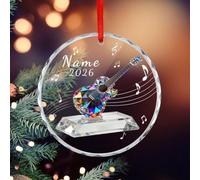 Ornamento natalizio personalizzato in cristallo a forma di chitarra acustica, da appendere, strumento musicale, decorazione per albero di Natale, regalo per gli amanti della musica e della chitarra