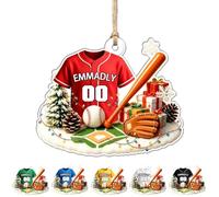 Ornamento natalizio personalizzato in jersey da baseball, con nome e numero personalizzati, 2D, in acrilico, piatto, ornamento per albero di Natale, regalo per gli amanti del baseball, tifosi, uomini