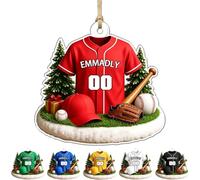Ornamento natalizio personalizzato in jersey da baseball, con nome e numero personalizzati, 2D, in acrilico, piatto, ornamento per albero di Natale, regalo per gli amanti del baseball, tifosi, uomini