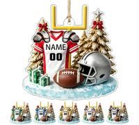 Ornamento natalizio personalizzato in jersey da calcio, con nome e numero personalizzati, 2D, in acrilico, piatto, ricordo sportivo, decorazione per albero di Natale, regalo per gli amanti del calcio
