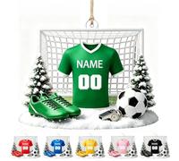 Ornamento natalizio personalizzato in jersey da calcio, con nome e numero personalizzati, 2D, piatto in acrilico, decorazione per albero di Natale, regalo per gli amanti del calcio, tifosi, uomini