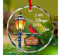 Ornamento natalizio personalizzato in vetro simpatia con nome, cardinale rosso I Am Always with You Ornamento Regali per la perdita dei propri cari, Cardinale personalizzato in Loving Memory Ornamenti