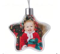 Ornamento natalizio personalizzato, pallina trasparente, decorazioni personalizzate per albero di Natale, decorazione fotografica per vacanze, regalo edizione 2025 (A2)