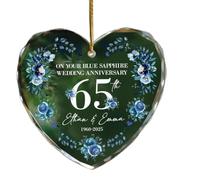Ornamento natalizio personalizzato per anniversario, regalo di nozze unico per coppia, marito e moglie, ricordo dei genitori, per celebrare il 65° anniversario di matrimonio con nomi e data