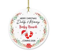 Ornamento natalizio personalizzato per bambino in arrivo 2026, promosso a papà e mamma, regalo personalizzato anno e nome Buon Natale 2025 Ornamento ricordo per papà e mamma per nuovi genitori