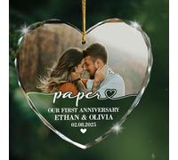 Ornamento natalizio personalizzato per il primo anniversario, regalo di carta per coppie, ricordo del primo anno di matrimonio, nome e data personalizzati