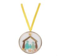 Ornamento natalizio realizzato a mano in acrilico costiero con scena della nascita di Gesù e elementi marini dettagliati come stelle marine, conchiglie e stella dorata (B)