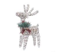 Ornamento natalizio rustico a forma di renna con luce LED morbida e calda e collare a corona di pino, progettato per migliorare la decorazione interna delle vacanze (lampada di cervo in ferro)