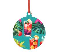 Ornamento natalizio sposato con cocktail tropicali, moderna alternativa acrilica a versatili ornamenti natalizi