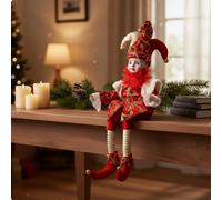 Ornamento Natalizio Stile Europeo Testa Oscillante Elfo di Natale Seduto