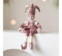 Ornamento Natalizio Stile Europeo Testa Oscillante Elfo di Natale Seduto