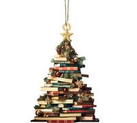 Ornamento per albero di libri, ornamento per libri,Decorazione decorativa per libreria in acrilico 2D - del villaggio di Natale, ciondolo per auto 'albero di Natale, ornamento per pila di li