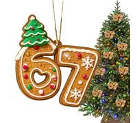 Ornamento per albero di Natale, ciondolo a forma di numero 67, 2D strani ornamenti natalizi con corda, divertente decorazione per le vacanze per interni, casa, Ringraziamento, festival, accessori per