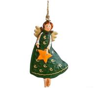 Ornamento per albero di Natale con angelo in ferro battuto vintage ragazza design rustico ciondolo da appendere per feste stagionali per la casa e esposizione interna (piano B)