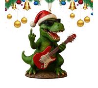 Ornamento per albero di Natale con dinosauro, decorazione T-Rex in resina a tema roccia, ornamento decorativo festivo per la casa, soggiorno, camera da, ufficio, parete, mensola del cami