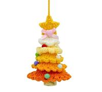 Ornamento per albero di Natale lavorato a maglia in colori arcobaleno chiaro multistrato all'uncinetto Top e campane Decor Holiday Gold Star Design con