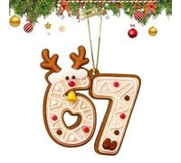 Ornamento Per Albero Di Natale - Numero 67 Design Decorazioni | 2D Acrilico Strani Ornamenti Di Natale Con Corda | Per Interni Casa Albero Festa Famiglia Ringraziamento Fattoria Auto