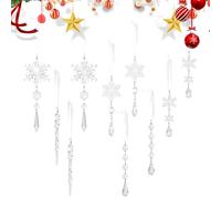 Ornamento per Albero di Natale - Pendente in Acrilico Trasparente 2D per le Feste | Ornamenti Natalizi In Acrilico Trasparente A Fiocco Di Neve - per Davanzale Camera da Letto Balconi Porte Parete Gia