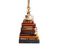 Ornamento per albero di Natale, per amanti dei libri, ornamento natalizio per albero di caffè, libreria, ciondolo per albero in acrilico, regalo per la sua bibliotecaria, lettura di libri vintage,