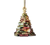 Ornamento per albero di Natale, per amanti dei libri, ornamento natalizio per libreria, ciondolo per albero in acrilico, regalo per la sua bibliotecaria, decorazione natalizia vintage per albero di