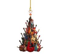 Ornamento Per Albero Di Natale Rockin' Around The Guitar, Ornamento Natalizio Per Chitarra Rockin', Ornamento Per Strumento Musicale Chitarra - Chitarra Acustica In Legno, Decorazione Musicale Nataliz