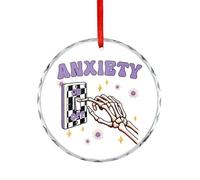 Ornamento per albero di Natale, souvenir commemorativo in vetro per l'ansia, divertente cerchio da appendere per la decorazione della casa, regali per la consapevolezza della salute mentale, 7,6 cm