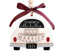 Ornamento per auto Just Married, il nostro primo Natale , ornamento per auto con coppia appena sposata, ornamento per albero di Natale per auto, elegante decorazione natalizia per la casa 2024