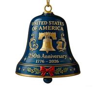 Ornamento per campanello patriottico per 250° anniversario in acrilico, decorazione per albero di Natale, onorare la storia, con tema festivo (blu)