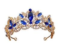 Ornamento per capelli da sposa in cristallo coronato puntelli per sposa e occasioni formali con strass accento copricapo da sposa, zaffiro ire, Taglia unica