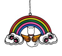 Ornamento per gatti in acrilico 2D, ornamento 2D per gatti da compagnia | Ciondolo commemorativo 2D per gatti | Finestra da parete interna ed esterna, cattura la luce del sole, oro