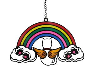 Ornamento per gatti in acrilico 2D, ornamento 2D per gatti da compagnia | Ciondolo commemorativo 2D per gatti | Finestra da parete interna ed esterna, cattura la luce del sole, oro