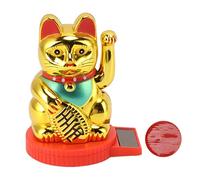 Ornamento per gatti ondeggiati a energia solare Outdoor accogliente gatto di accoglienza Automatico swing verso l'alto Simbolo di ricchezza buona fortuna e buona fortuna giardino (Oro)