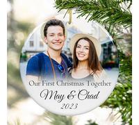 Ornamento per il primo Natale insieme sposato 2023 personalizzato immagine personalizzata ornamenti per foto appena sposati commemorativo matrimonio addio al nubilato regali per nuove coppie (stile 1)