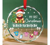 Ornamento per il primo orso di Natale, ornamento personalizzato per il nome del bambino, decorazione personalizzata per feste per baby shower, regalo ricordo per nuovo papà mamma/neonato, ornamenti in
