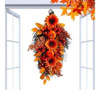 Ornamento per il Ringraziamento con girasole artificiale a forma di | Passamontagna per porta d'ingresso, parete, soggiorno, caminetto, casale, portico